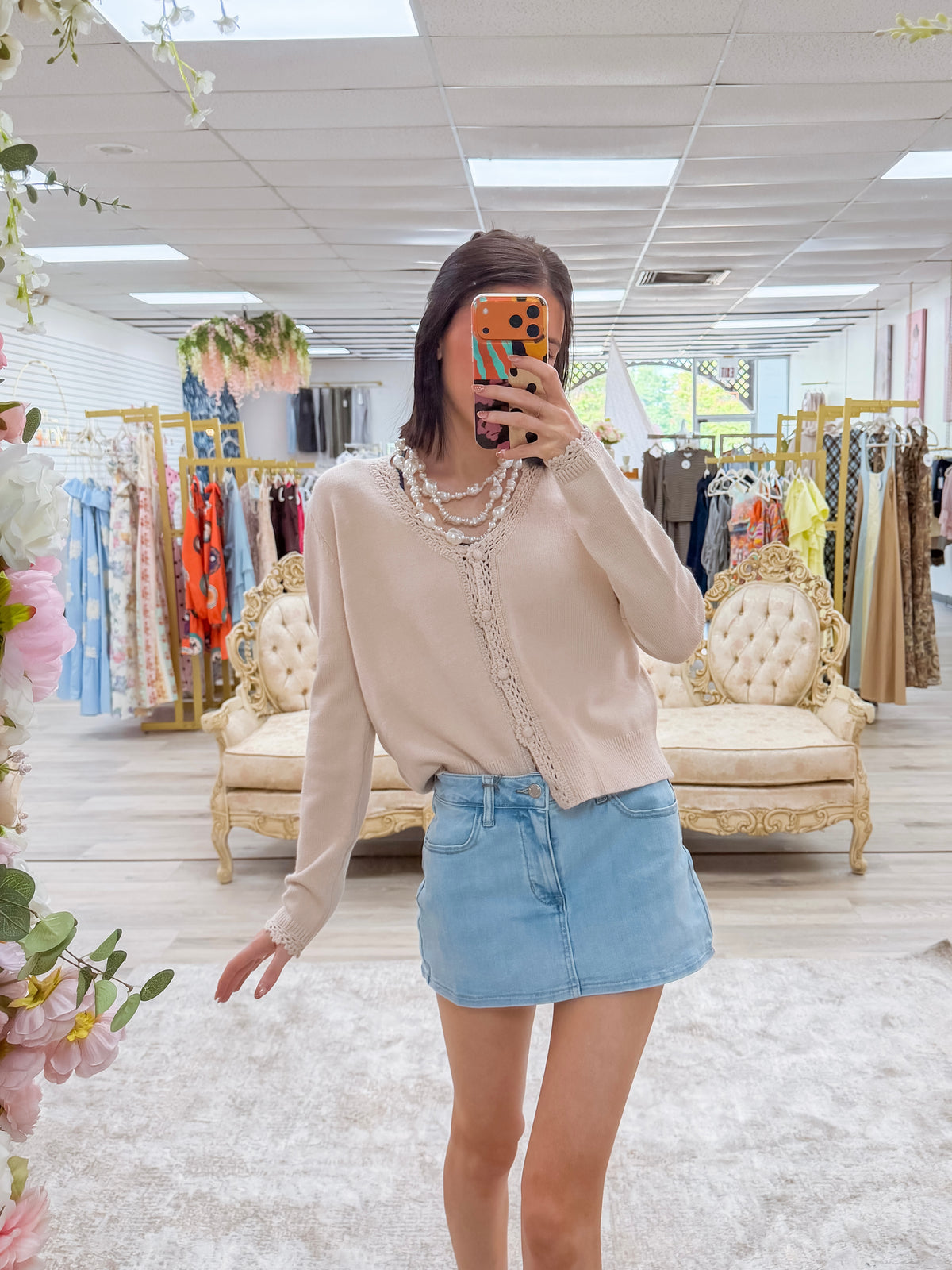 Paisley Denim Mini Skort