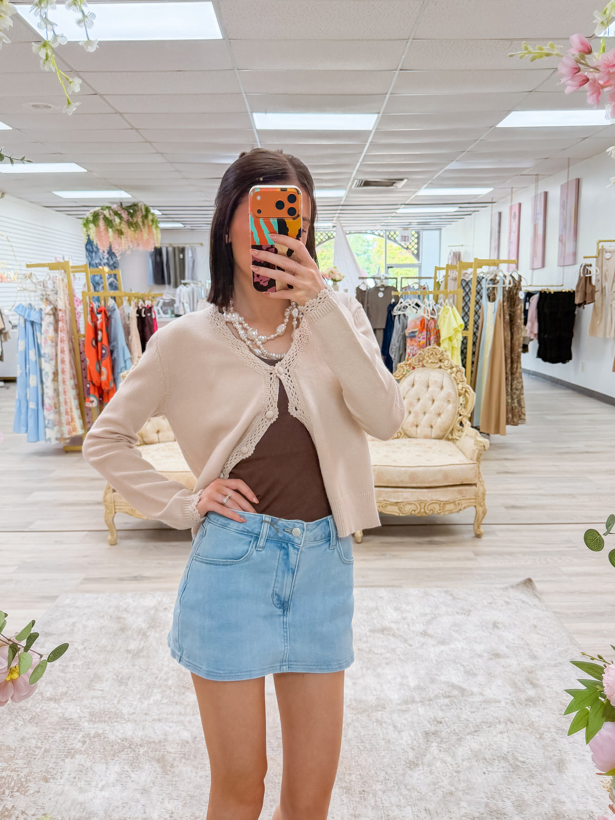 Paisley Denim Mini Skort