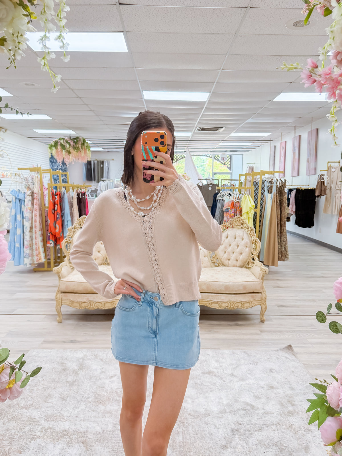 Paisley Denim Mini Skort