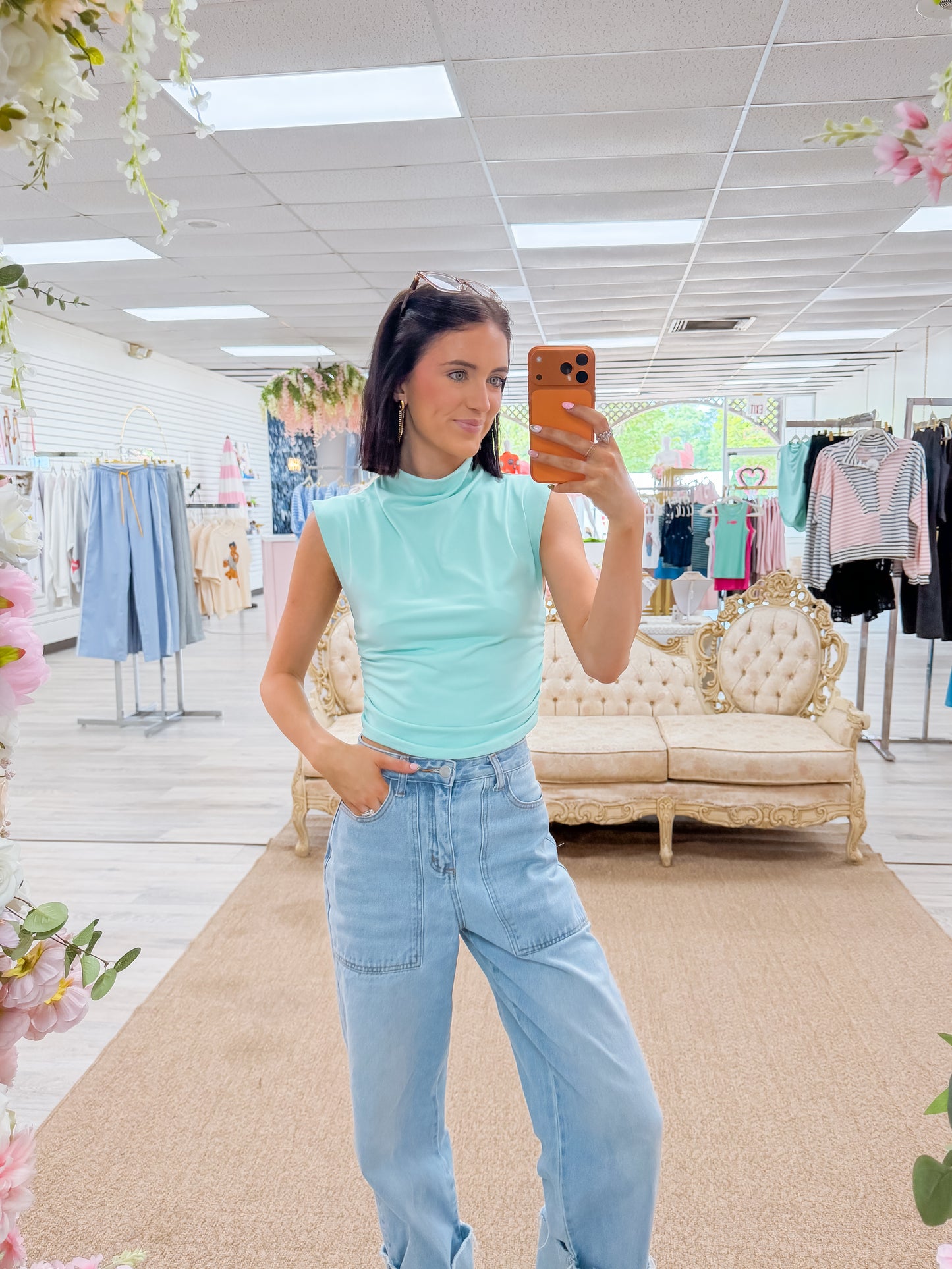 Olivia Top- Aqua