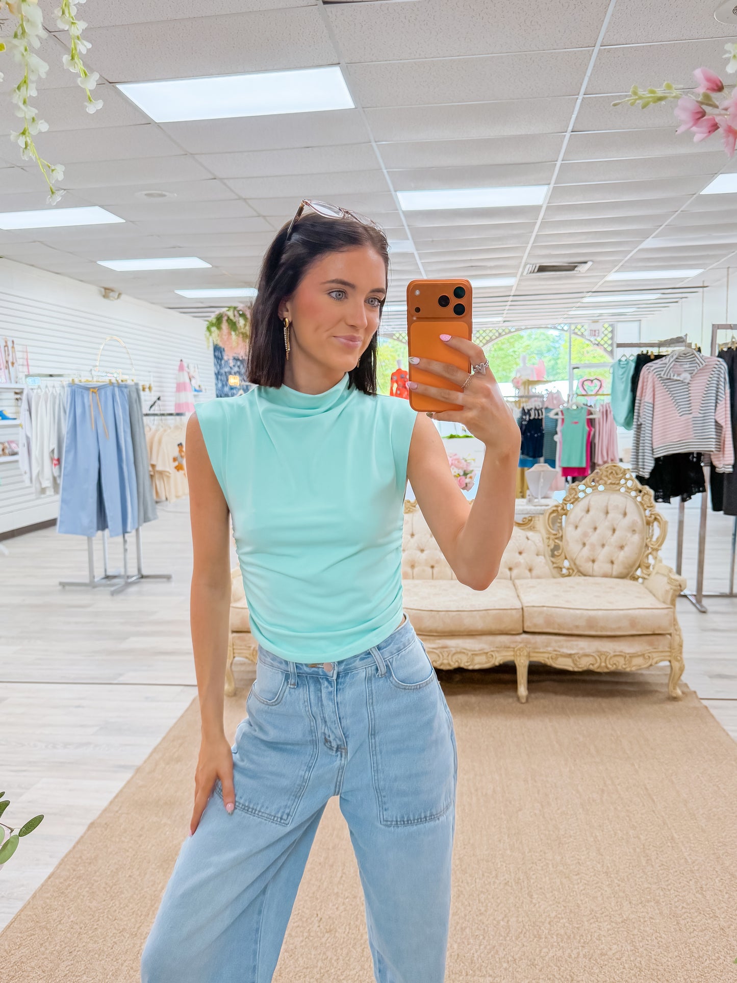 Olivia Top- Aqua